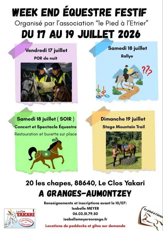 Week-end Équestre Festif de l'Association Le Pied à l'Étrier au Clos Yakari